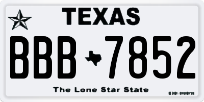 TX license plate BBB7852