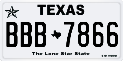 TX license plate BBB7866