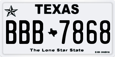 TX license plate BBB7868