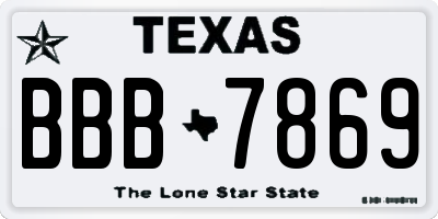 TX license plate BBB7869