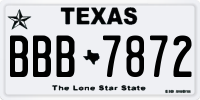 TX license plate BBB7872