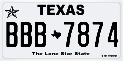 TX license plate BBB7874