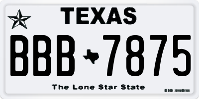 TX license plate BBB7875