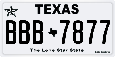 TX license plate BBB7877