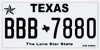 TX license plate BBB7880