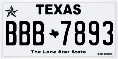 TX license plate BBB7893