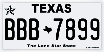 TX license plate BBB7899