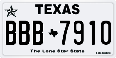 TX license plate BBB7910