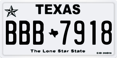 TX license plate BBB7918