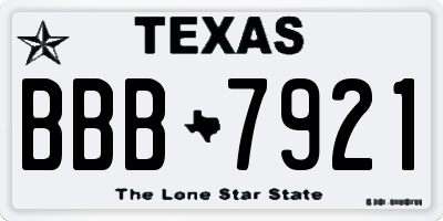 TX license plate BBB7921