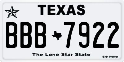 TX license plate BBB7922