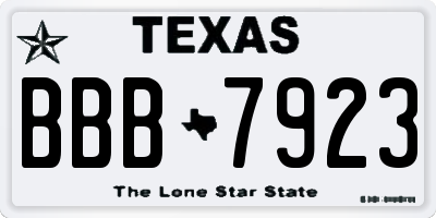 TX license plate BBB7923