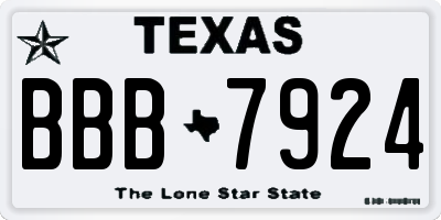 TX license plate BBB7924