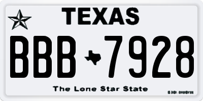 TX license plate BBB7928