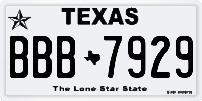 TX license plate BBB7929