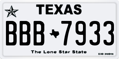 TX license plate BBB7933