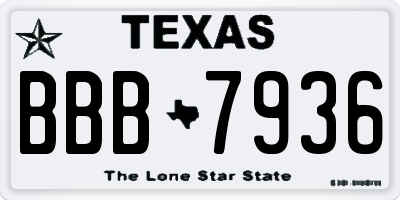 TX license plate BBB7936