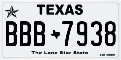 TX license plate BBB7938