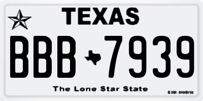 TX license plate BBB7939