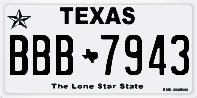 TX license plate BBB7943