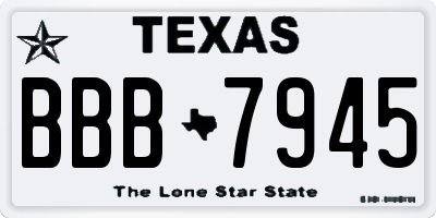 TX license plate BBB7945