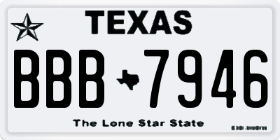 TX license plate BBB7946