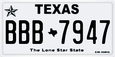 TX license plate BBB7947