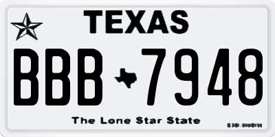 TX license plate BBB7948