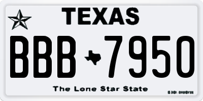 TX license plate BBB7950