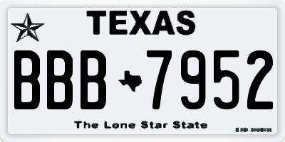 TX license plate BBB7952