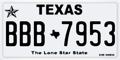 TX license plate BBB7953