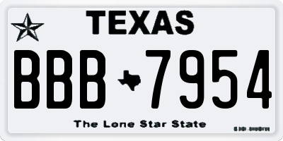 TX license plate BBB7954