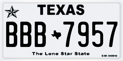 TX license plate BBB7957