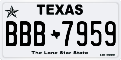 TX license plate BBB7959