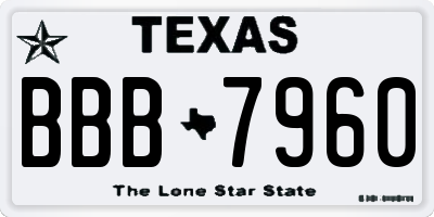 TX license plate BBB7960