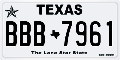 TX license plate BBB7961