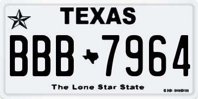 TX license plate BBB7964