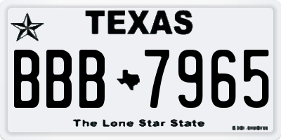 TX license plate BBB7965