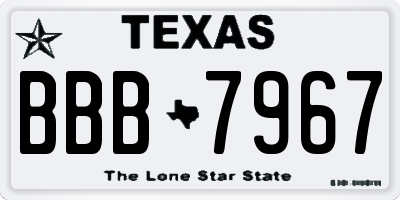 TX license plate BBB7967