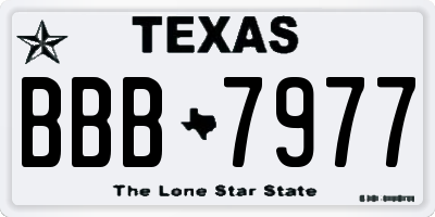 TX license plate BBB7977