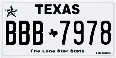 TX license plate BBB7978