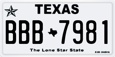 TX license plate BBB7981