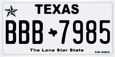 TX license plate BBB7985