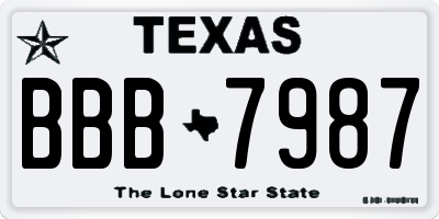 TX license plate BBB7987