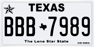 TX license plate BBB7989