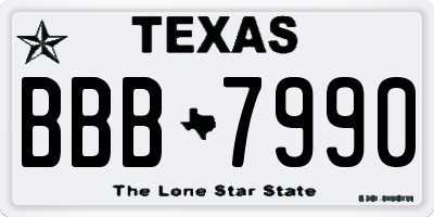 TX license plate BBB7990