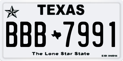 TX license plate BBB7991