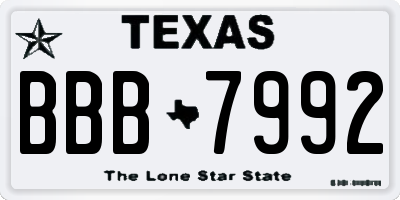 TX license plate BBB7992