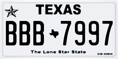 TX license plate BBB7997