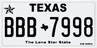 TX license plate BBB7998